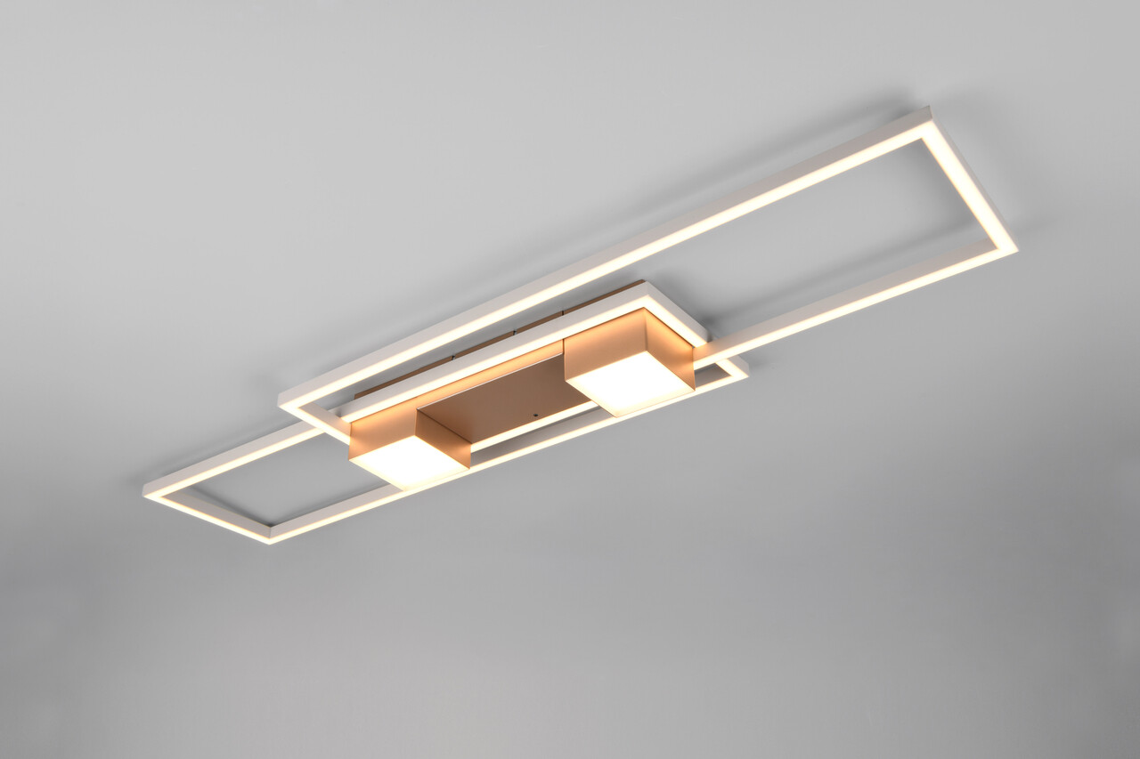 Plafoniera Albany, TRIO, 100x28x8 cm, 37W, 1x SMD, aluminiu, maro/alb - imagine 7